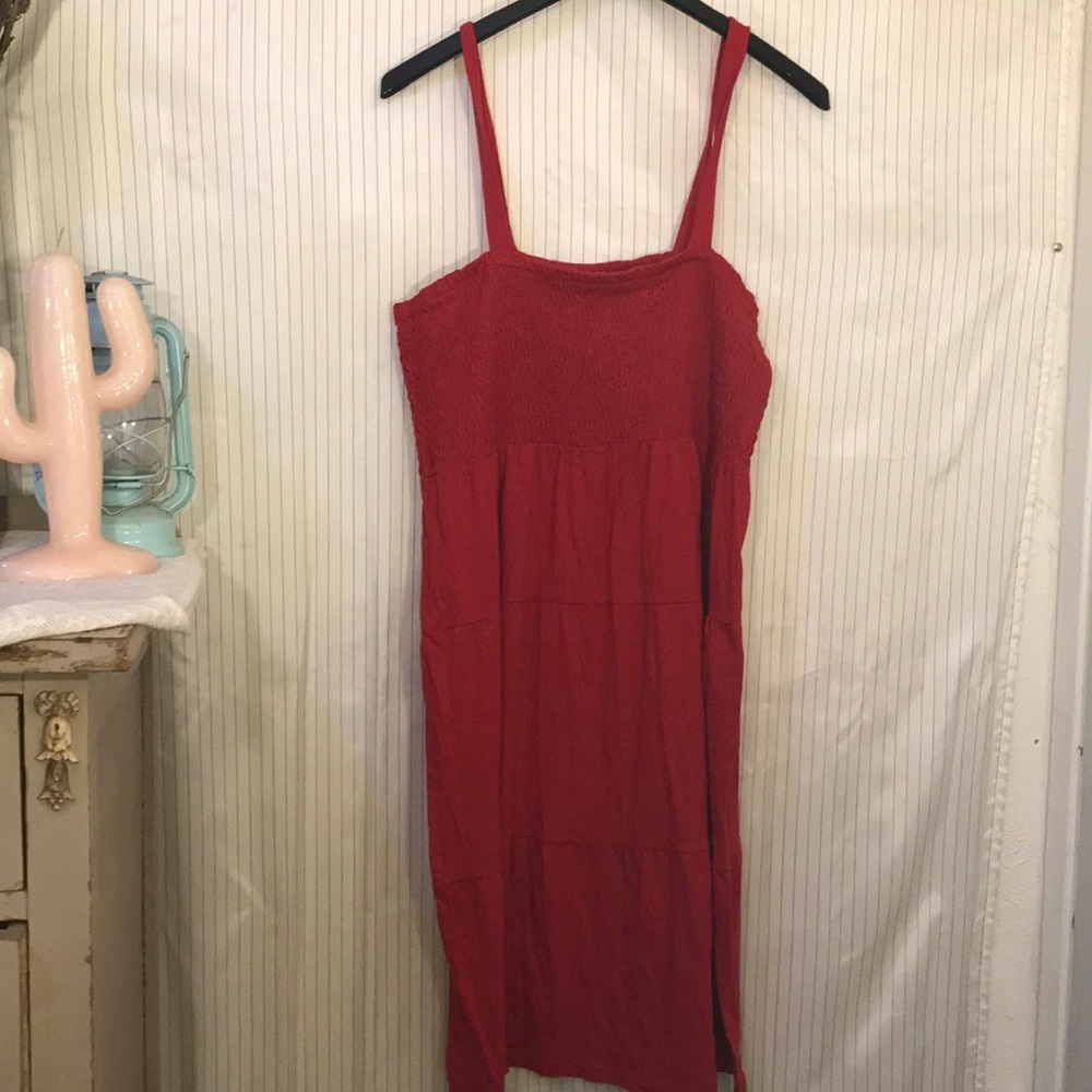 Red bathing suit cover up